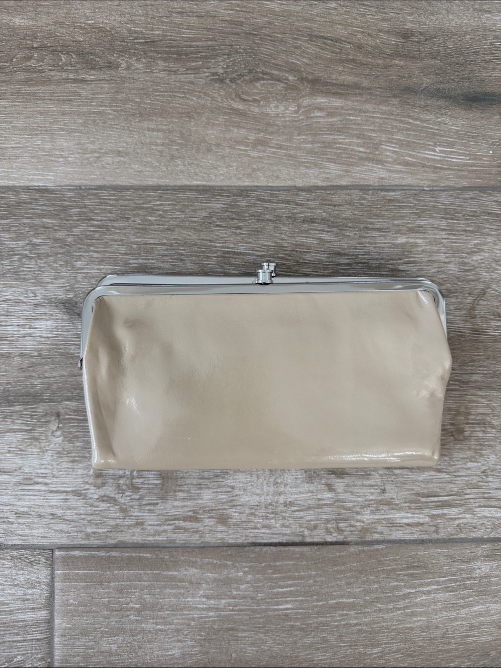 HOBO Nude Patent Frame Clutch Wallet